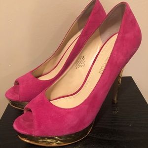 Enzo Angiolini Pink Suede Platform Heels
